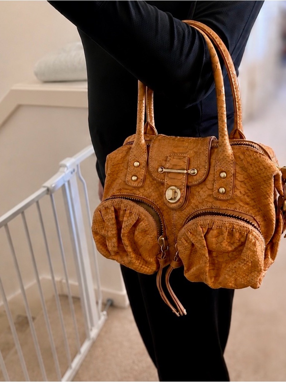 Vintage Botkier Bianca Embossed Leather Satchel Bag